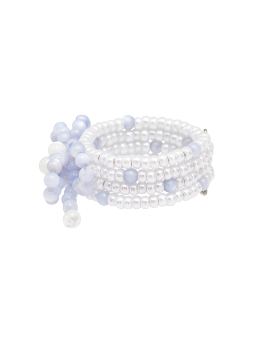 Wire Ribbon Beads Ring (Sky Blue)