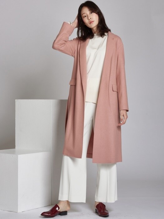 Side Slit Spring Wool Coat_Indigo Pink