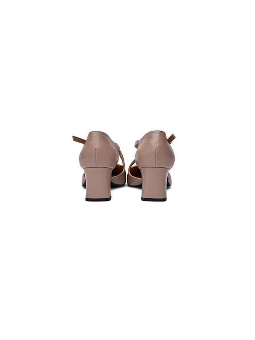 [리퍼브][235,250] Strap heeled sandals_deep beige