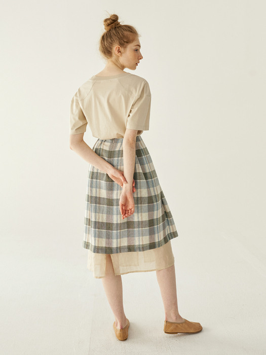 Double volume skirt (check beige)