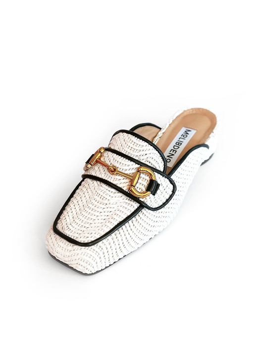 Wave Mesh Loafer Mule _White