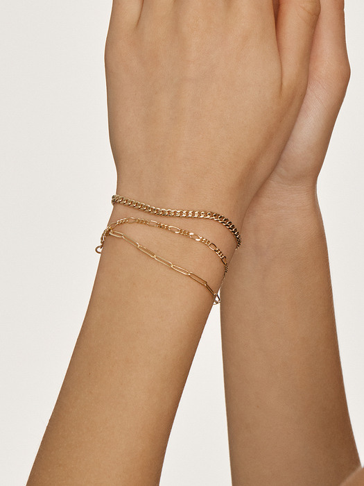 Figaro Chain Bracelet (14K Gold) #P13