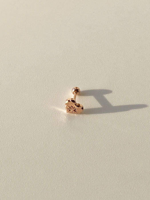 Mini heart texture piercing(14k gold)
