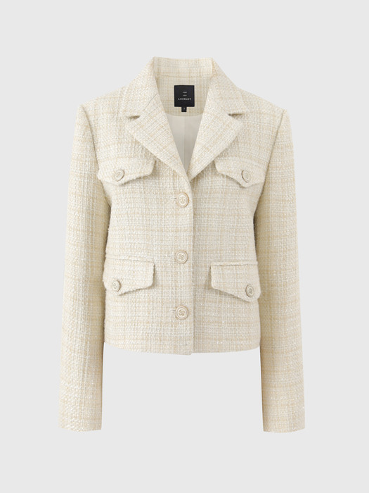 아이보리 미아 크롭 트위드 자켓 / IVORY MIA CROPPED TWEED JACKET