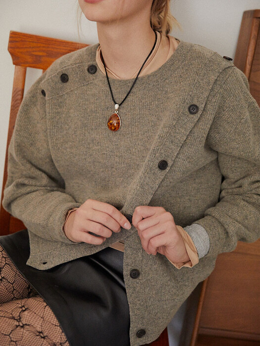 [단독] WOOL BUTTON KNIT(brown)