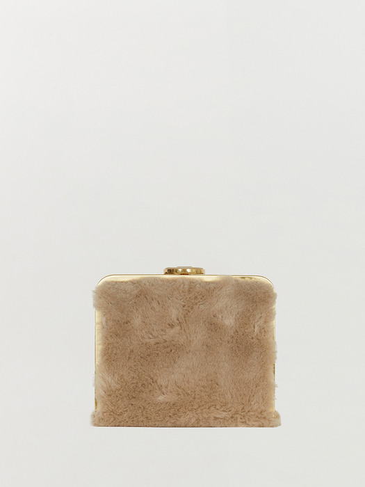 HEM Faux Fur Bag - Beige