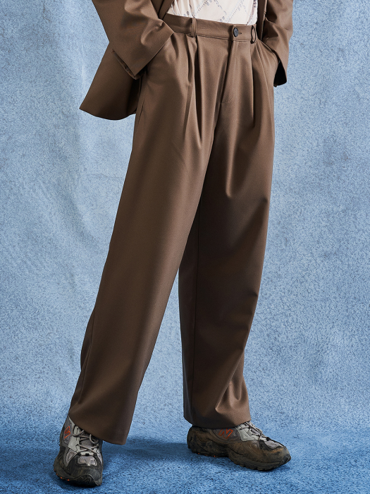 EXTRA OVER FIT WIDE PANTS ( BROWN )