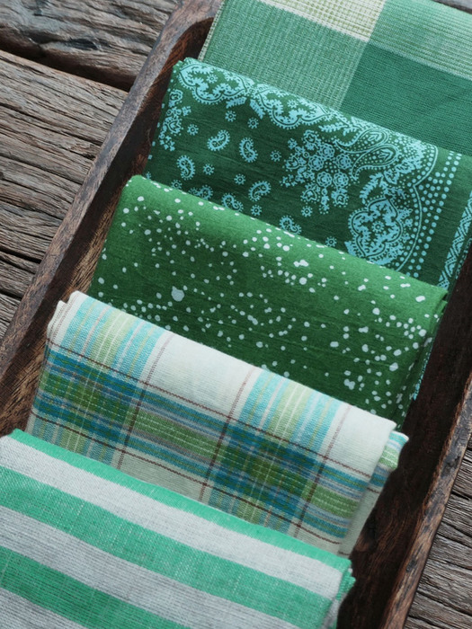 green lover kitchen cloth 초록 에스닉 체크 패턴 키친크로스 5종