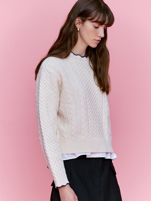 Wave cable round knit - Ivory