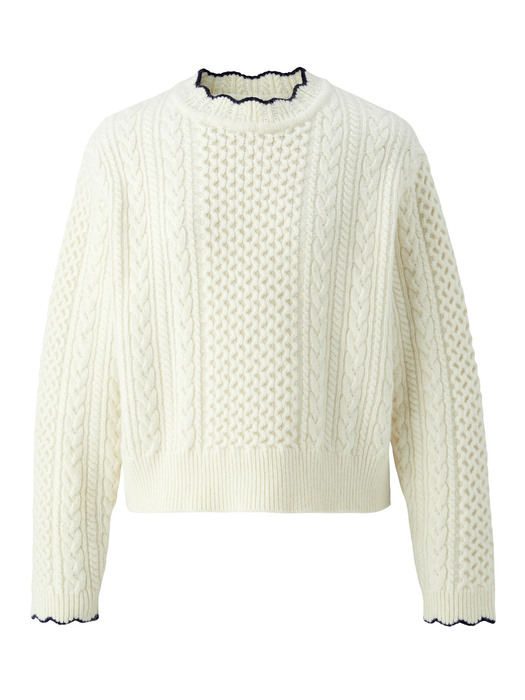 Wave cable round knit - Ivory