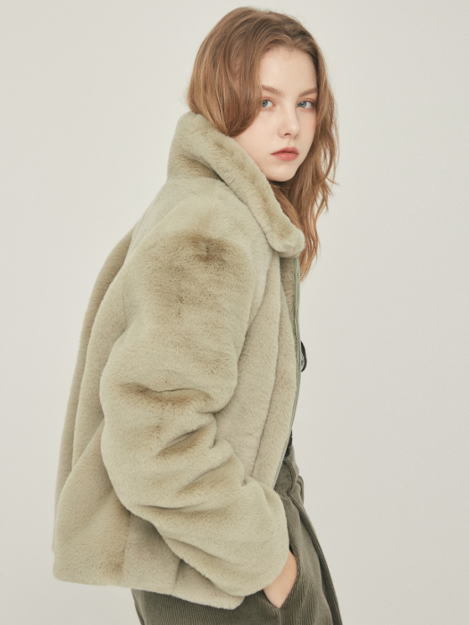 LO COLLAR FUR JACKET(KHAKI)