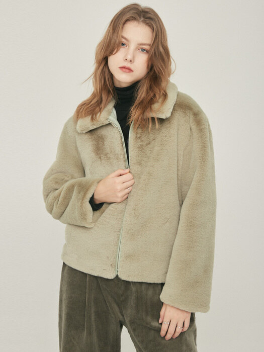 LO COLLAR FUR JACKET(KHAKI)