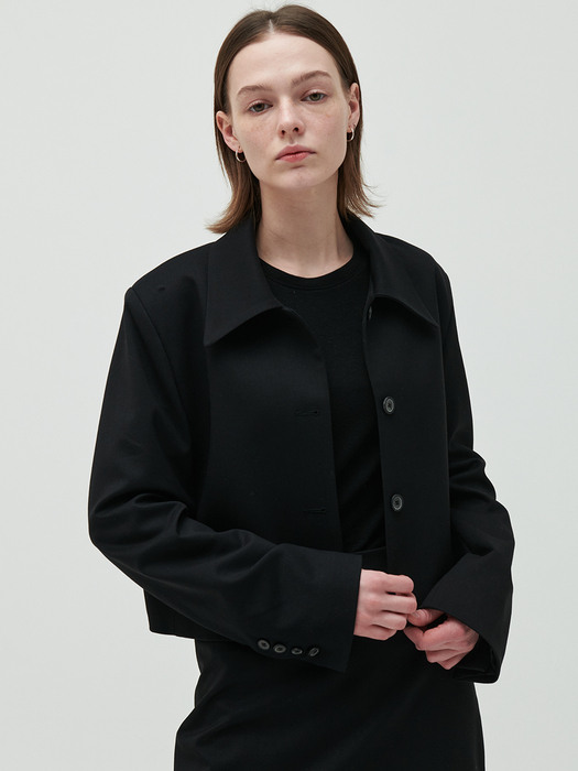 button collar jacket_black