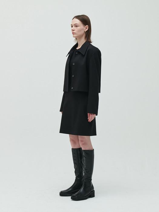 button collar jacket_black