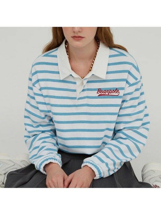 CROP STRIPE TSHIRTS SKY BLUE (BJ1X41OA4Q)