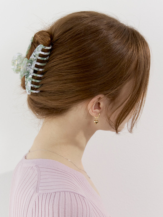 Estella Marble Huggie Hair Claw Clip (Garden Green)