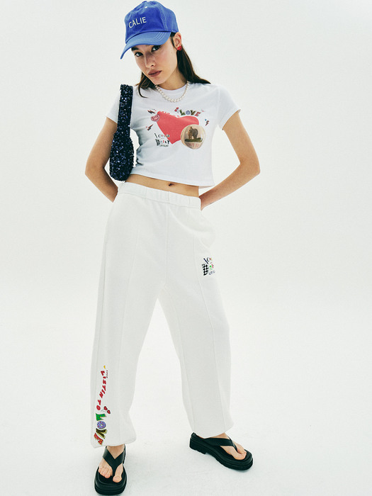 HEART HEART SLIMFIT CROP TSHIRT WHITE