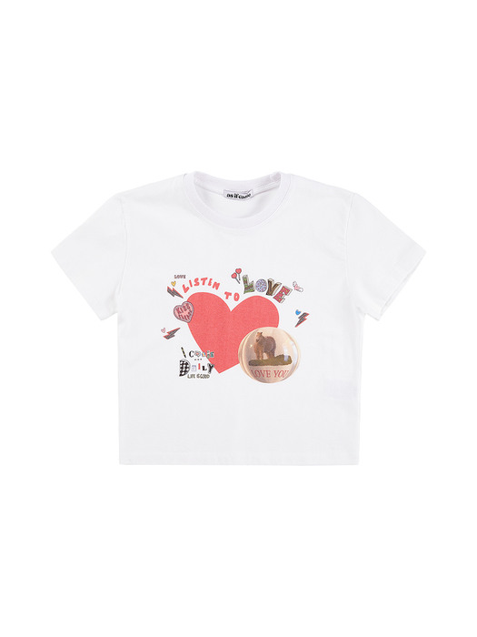 HEART HEART SLIMFIT CROP TSHIRT WHITE