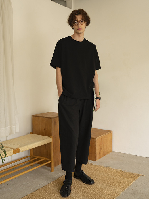 CP-802 Linen wide pants_Black