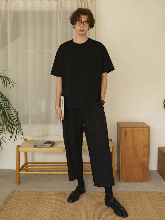 CP-802 Linen wide pants_Black