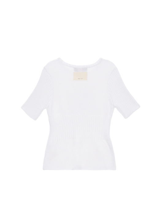 TEXTURE BLOCK SLIM KNIT TOP IN WHITE