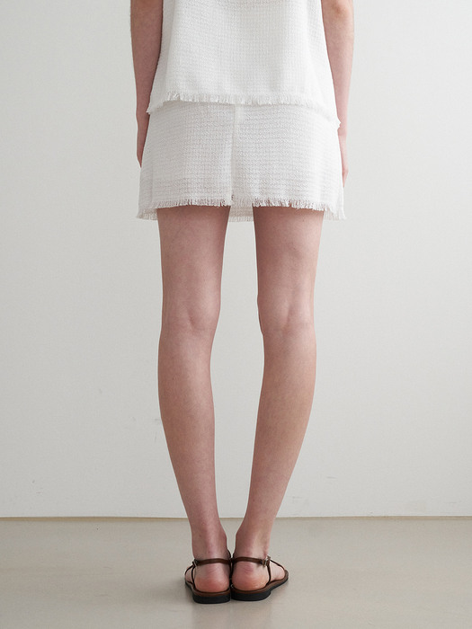 Summer tweed mini skirt - ivory