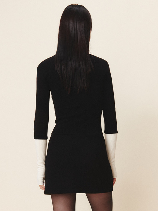 Half Zip-Up Dress Black Ivory