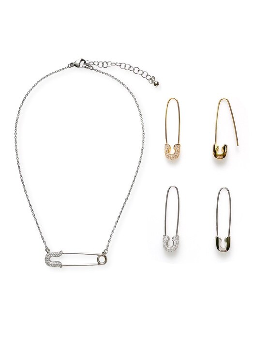 [2SET][단독]Safety pin necklace (2color)+Safety pin earring (2color)