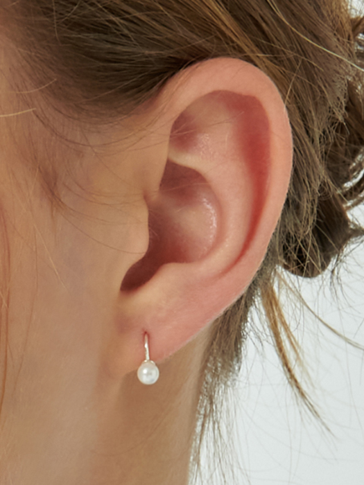TS058 [Silver925] Mini pearl one touch earrings