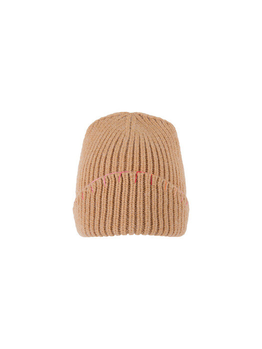 Hand Stiched Knit Beanie - Beige