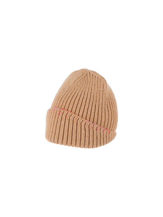 Hand Stiched Knit Beanie - Beige