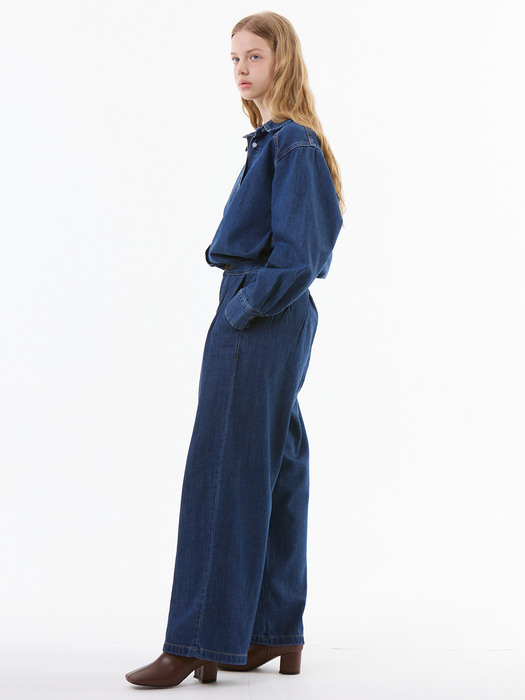 UP-350 턱 와이드 데님팬츠_TUCK WIDE DEINM PANTS BLUE