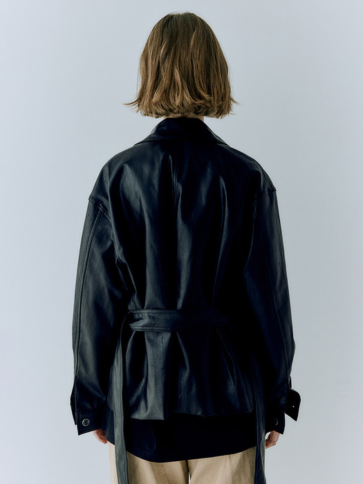 클래식 비건 레더 재킷(W) 블랙