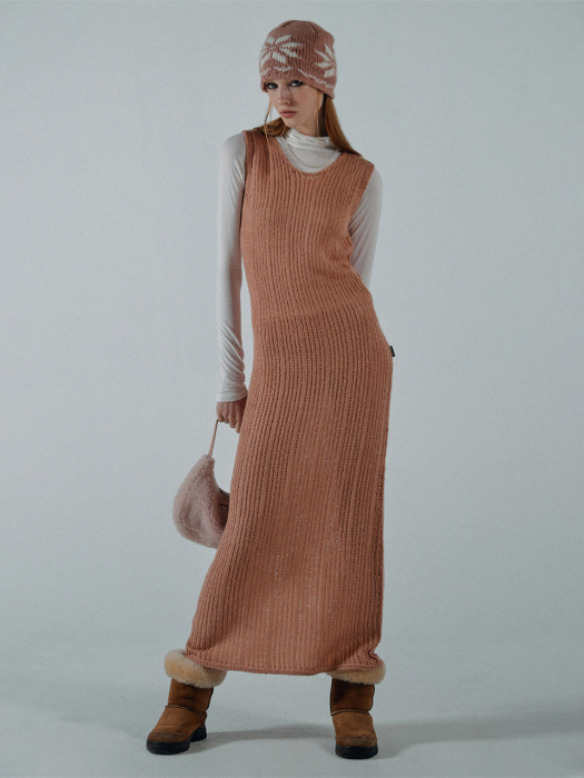 Blend Knit Maxi Dress Coral