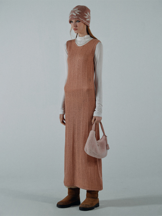 Blend Knit Maxi Dress Coral