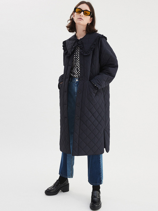 SAILOR COLLAR QUILTED COAT NAVY