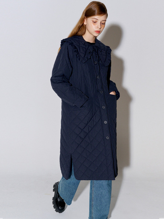 SAILOR COLLAR QUILTED COAT NAVY