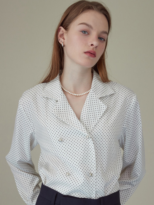 iuw1260 double button dot blouse (ivory)