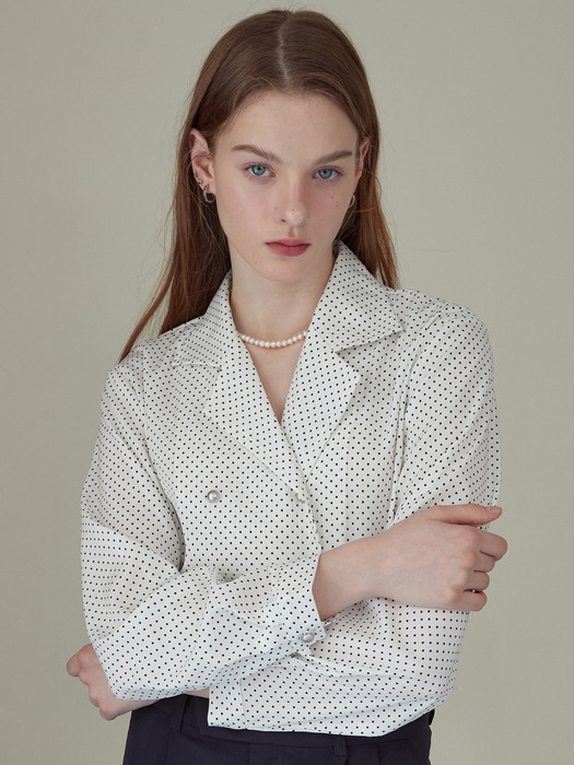 iuw1260 double button dot blouse (ivory)