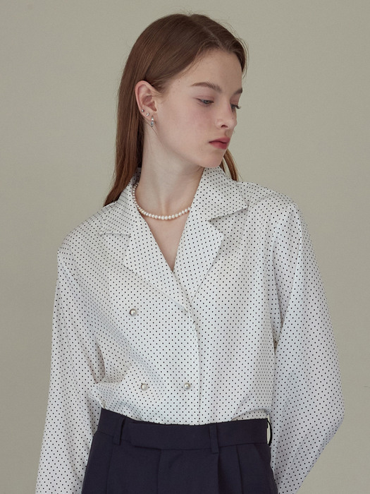iuw1260 double button dot blouse (ivory)