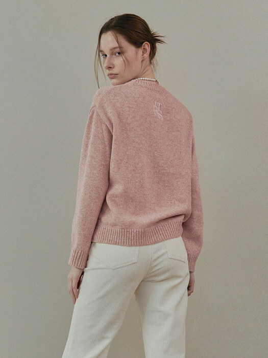  EMBROIDERY WOOL KNIT / MIXED PINK 