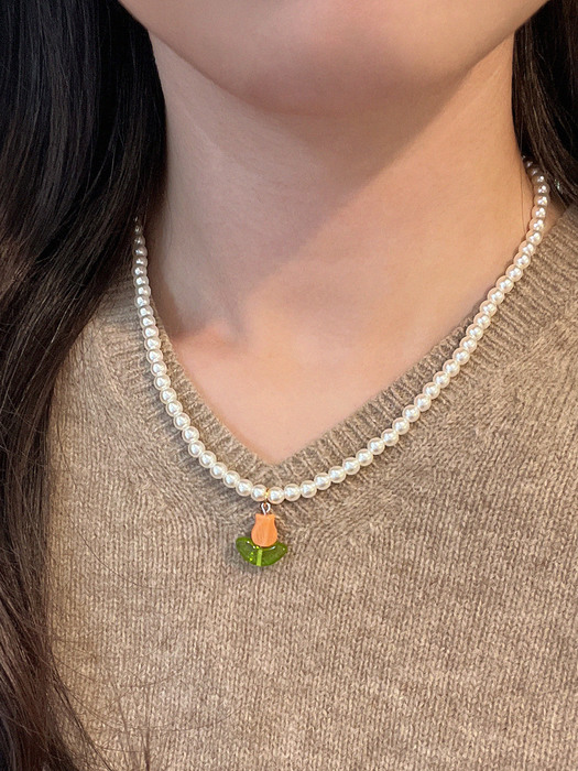 TULIP PEARL NECKLACE (4colors) AN422012