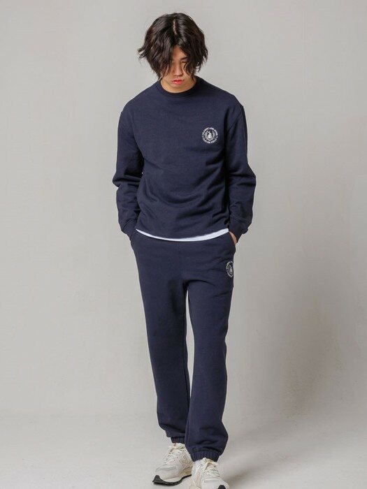Classic silk embroidered jogger pants_navy