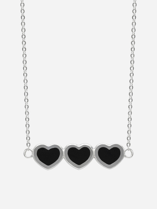 Triple Black Heart Necklace