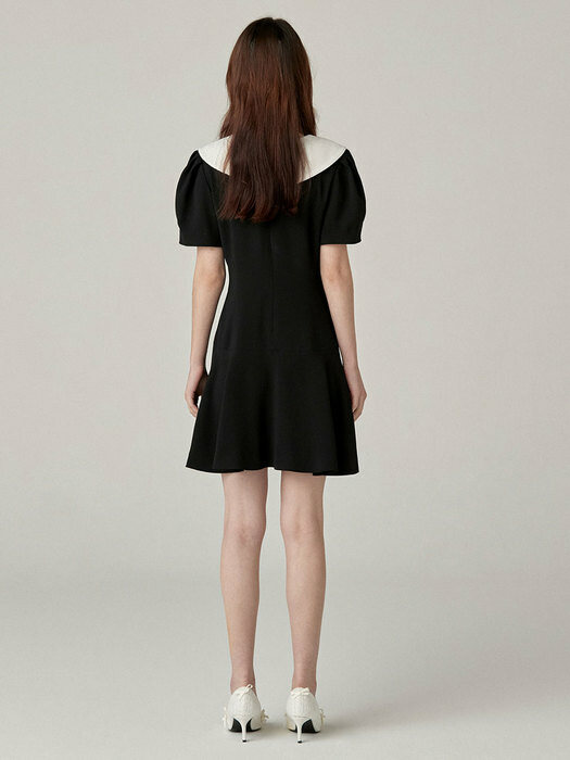 BIG COLLAR PUFF DRESS - BLACK