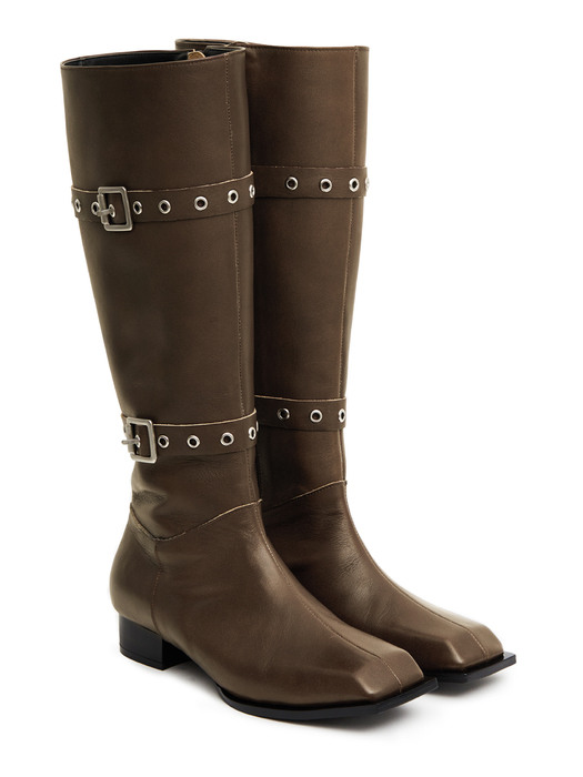 Two belted boots (vintage brown)