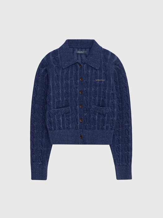 Cotton Cable Cardigan - Navy