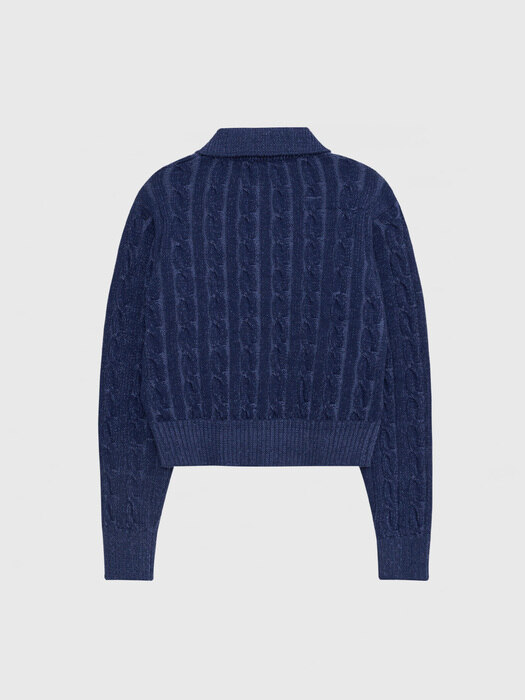 Cotton Cable Cardigan - Navy