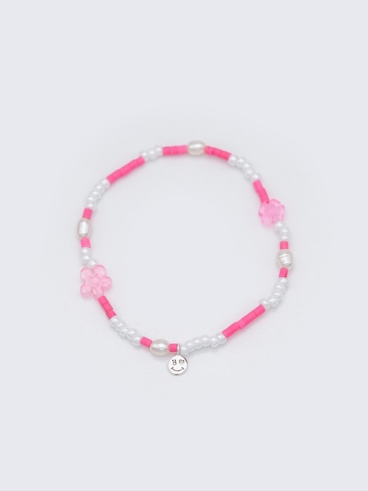 Water pearl flower charm beads Bracelet 담수진주 미니 스마일 꽃 참 비즈 팔찌