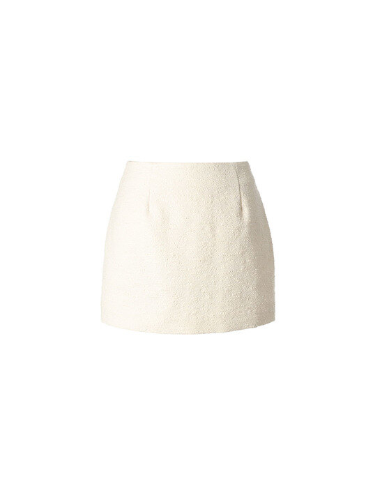 cotton tweed low-rise mini skirt_cream